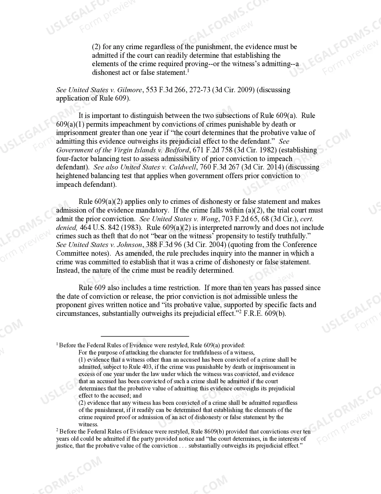Preview Impeachment of Defendant - Prior Conviction (F.R.E. 609) (revised 2014)