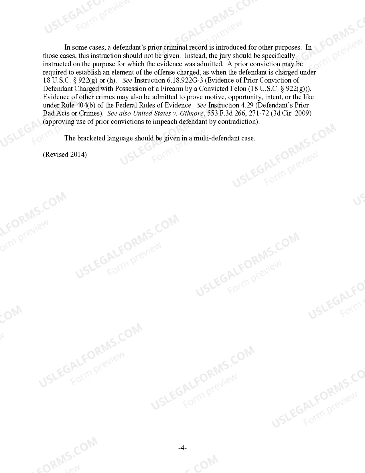Preview Impeachment of Defendant - Prior Conviction (F.R.E. 609) (revised 2014)
