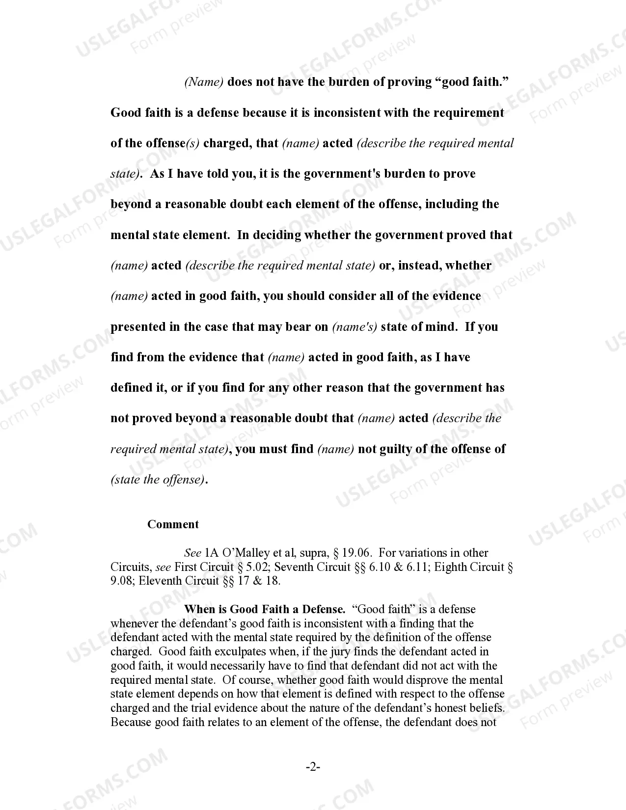 Preview Good Faith Defense