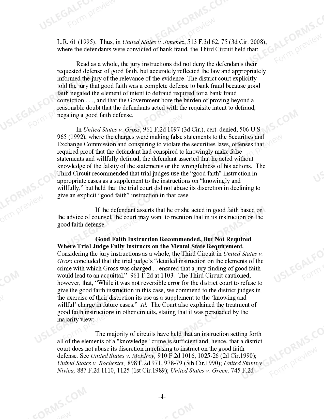 Preview Good Faith Defense