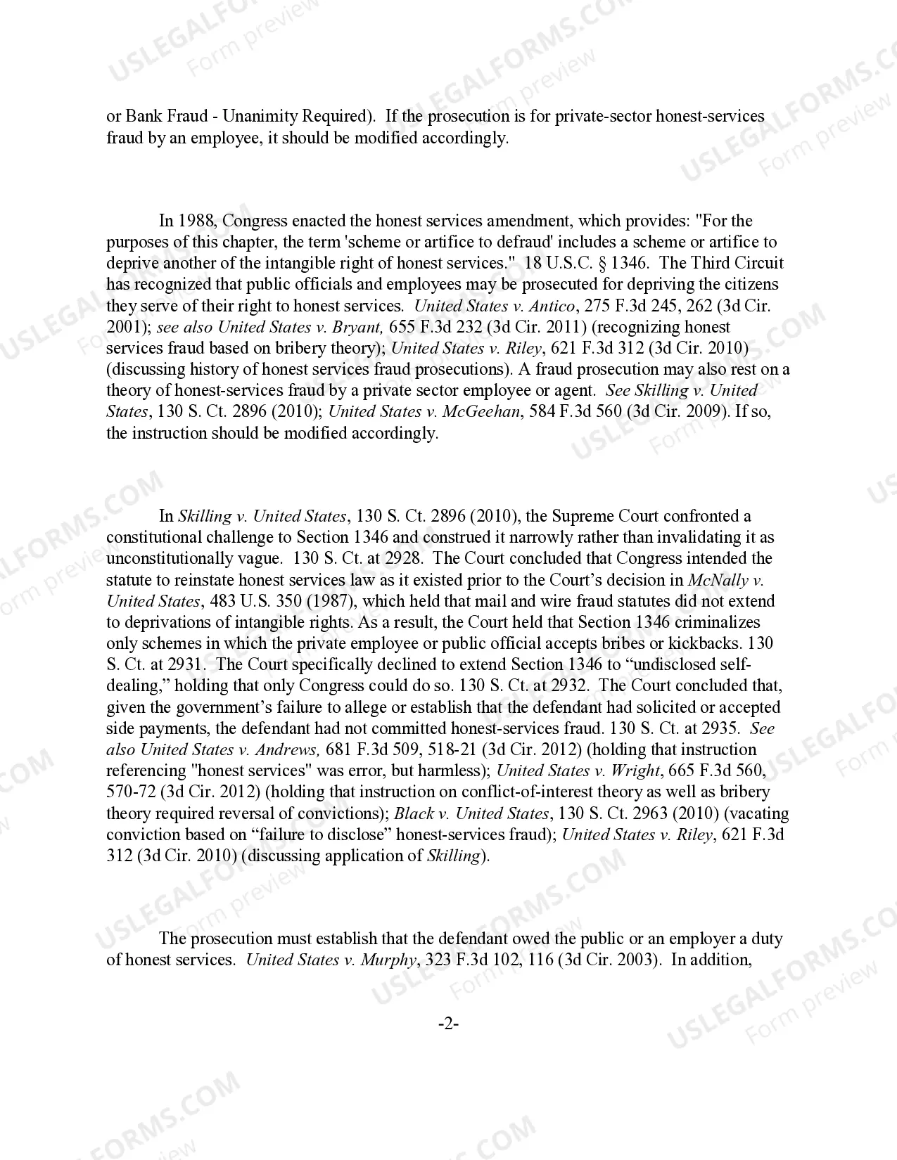 Preview Mail or Wire Fraud - Protected Interests: Honest Services (revised 2016)
