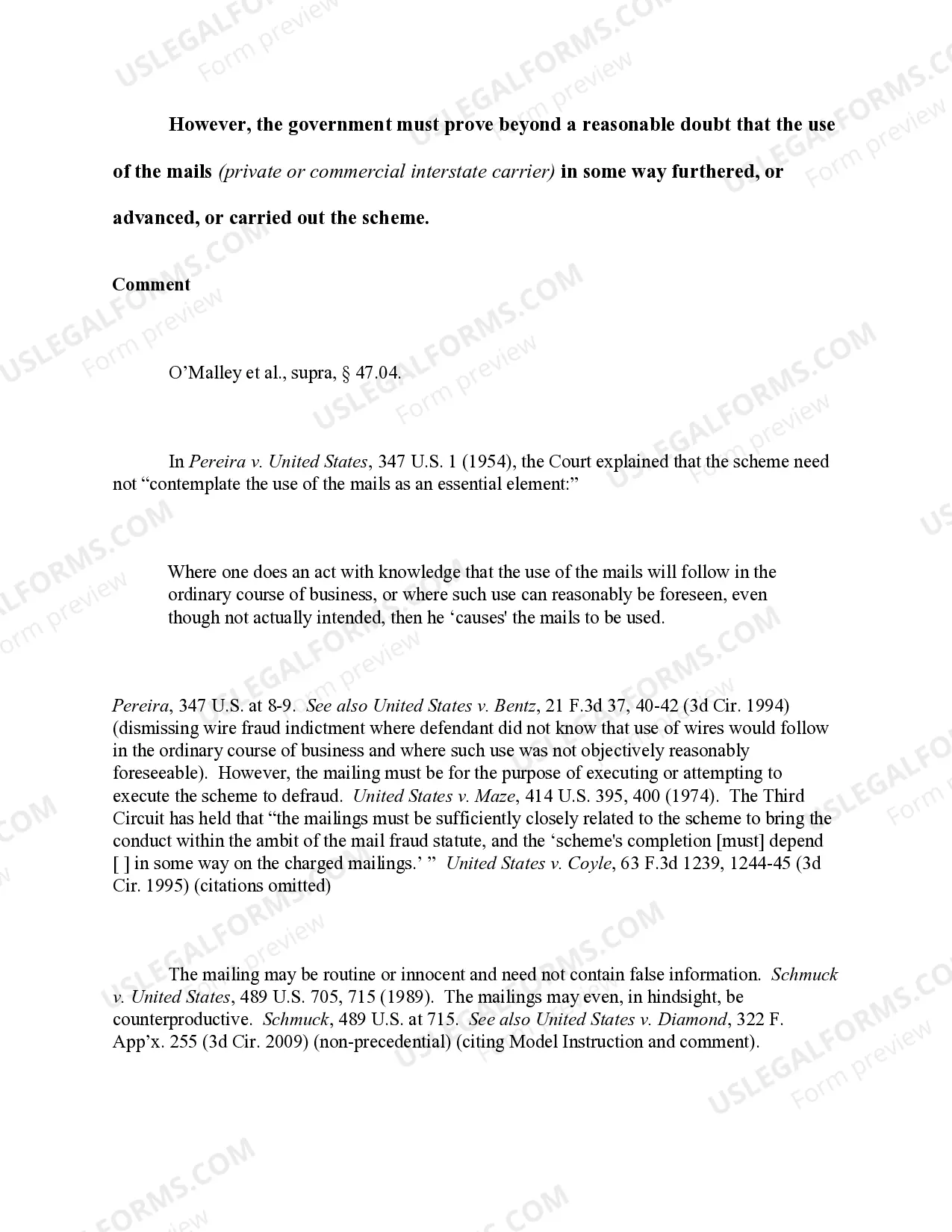 Preview Mail Fraud - "Use of the Mails" Defined