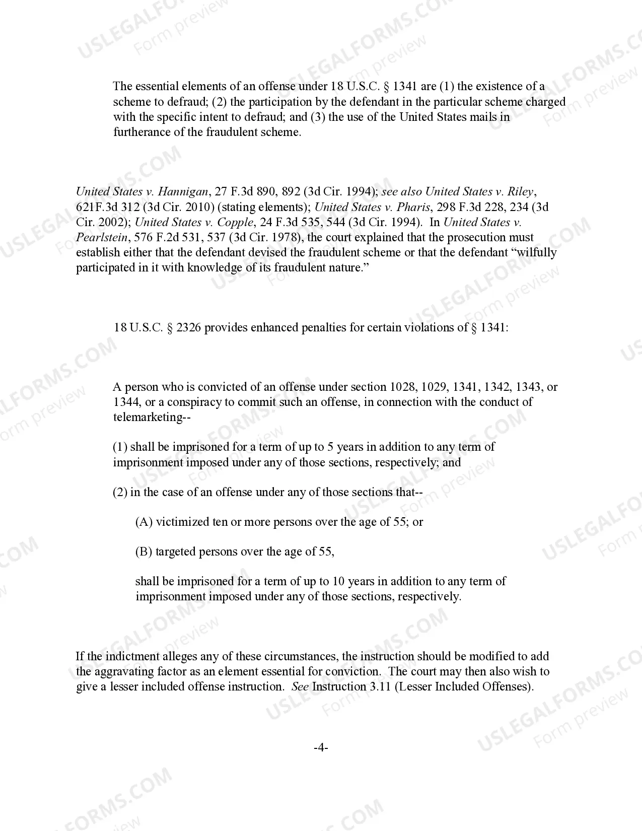 Preview Mail Fraud - Elements of the Offense (18 U.S.C. Sec. 1341)