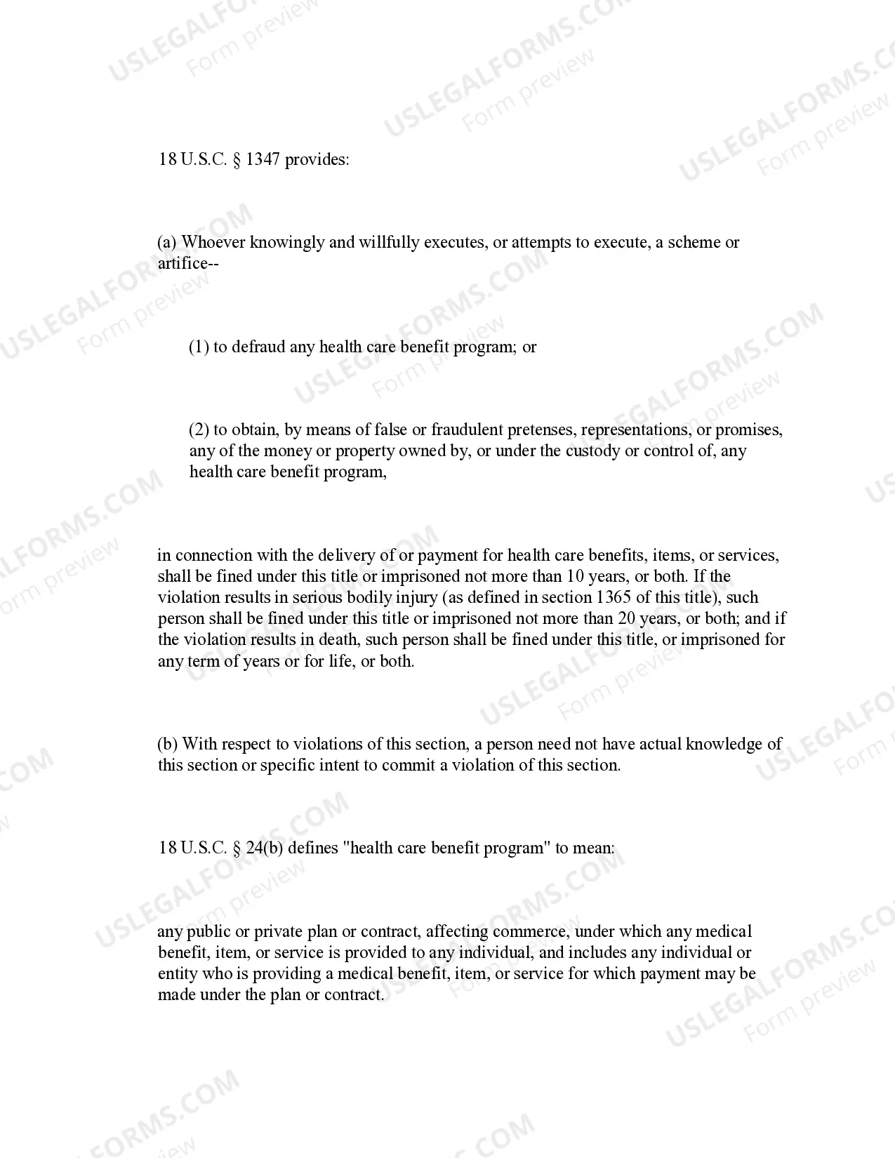Preview Health Care Fraud - Elements of the Offense (18 U.S.C. Sec. 1347) (revised 2015)