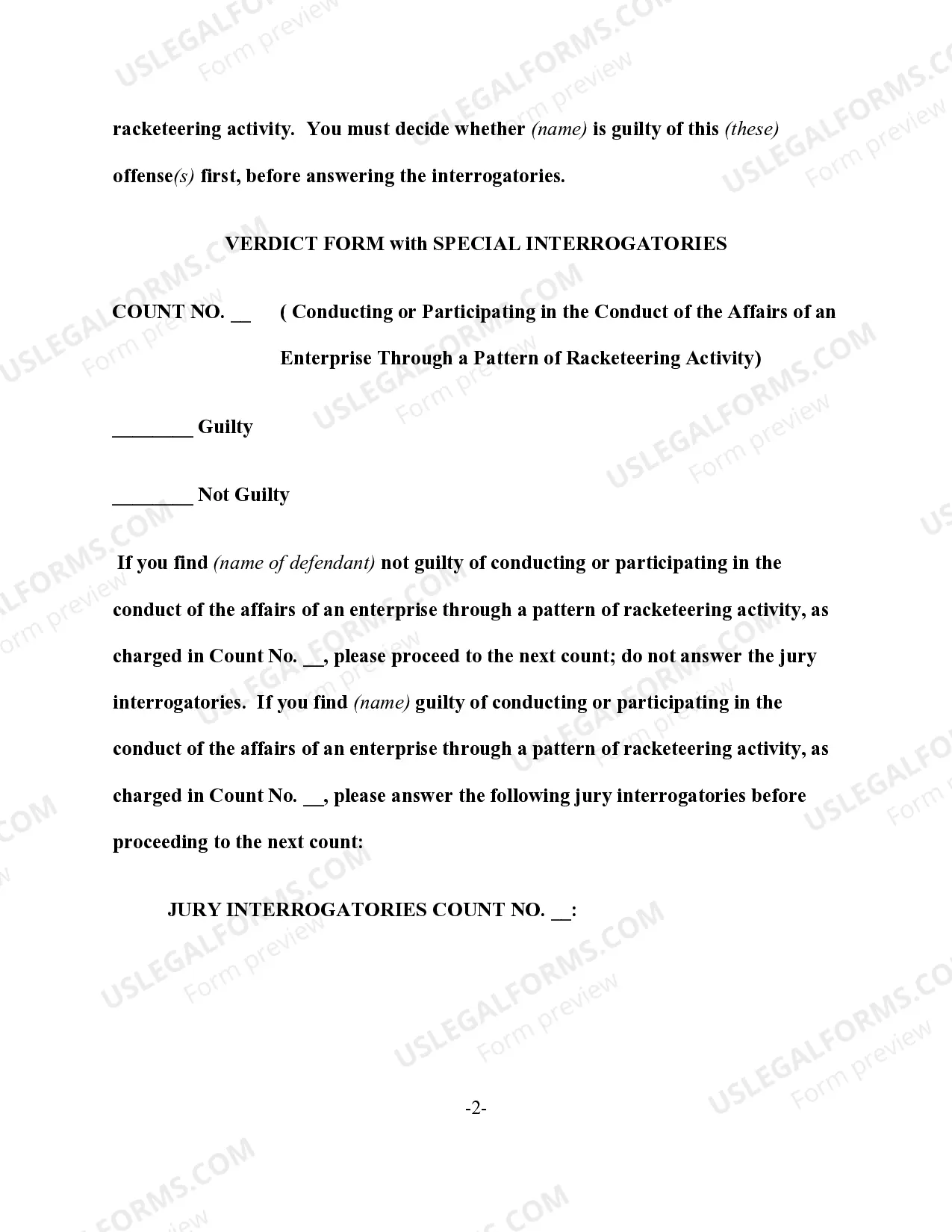 Preview RICO - Verdict Form and Special Interrogatories