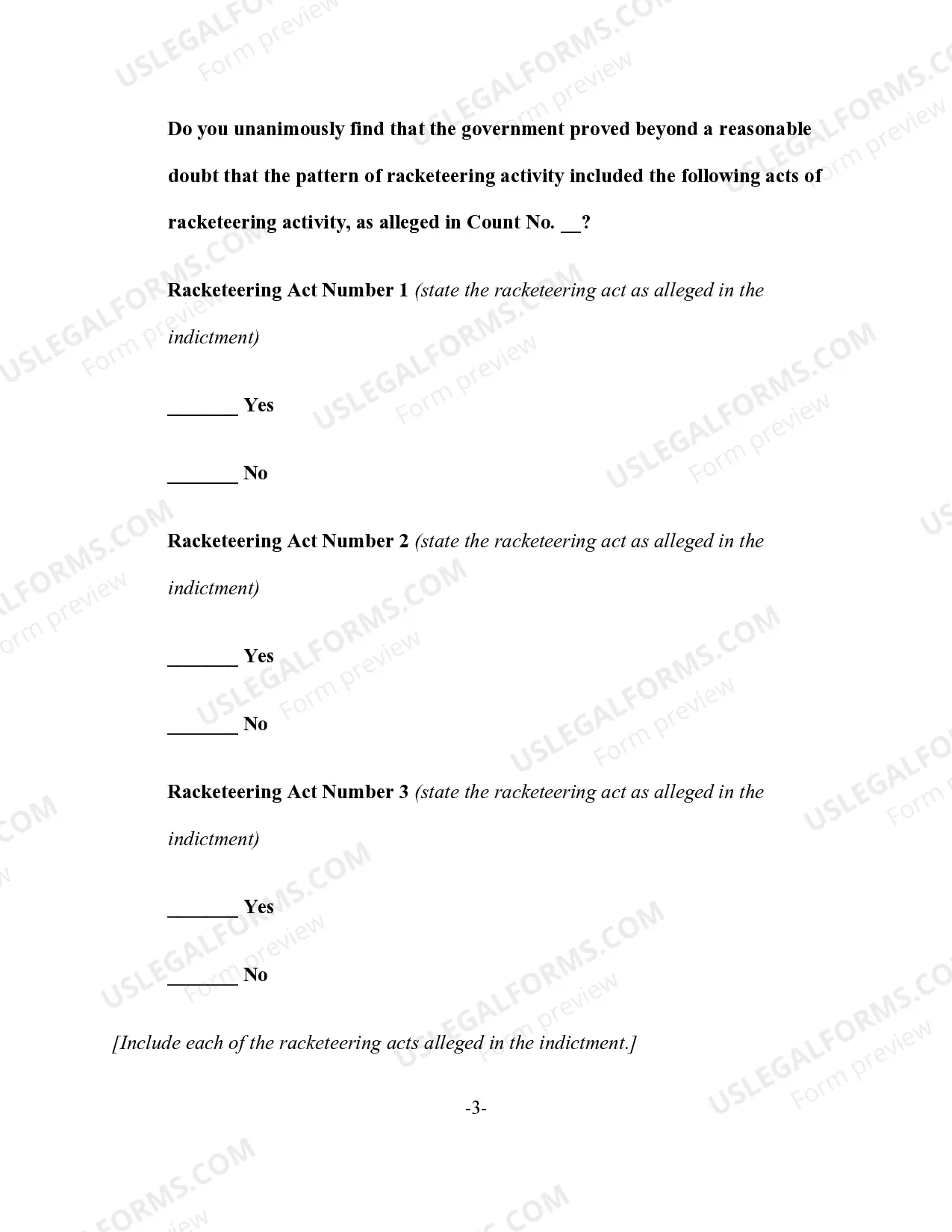 Preview RICO - Verdict Form and Special Interrogatories