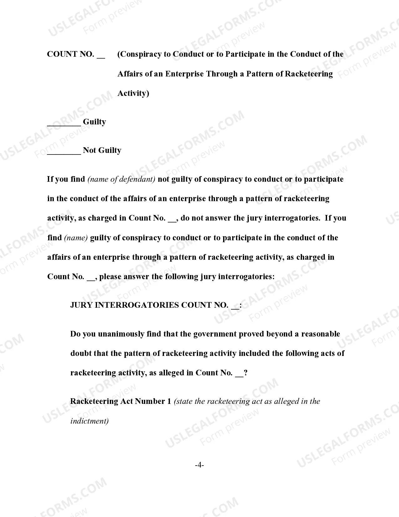 Preview RICO - Verdict Form and Special Interrogatories
