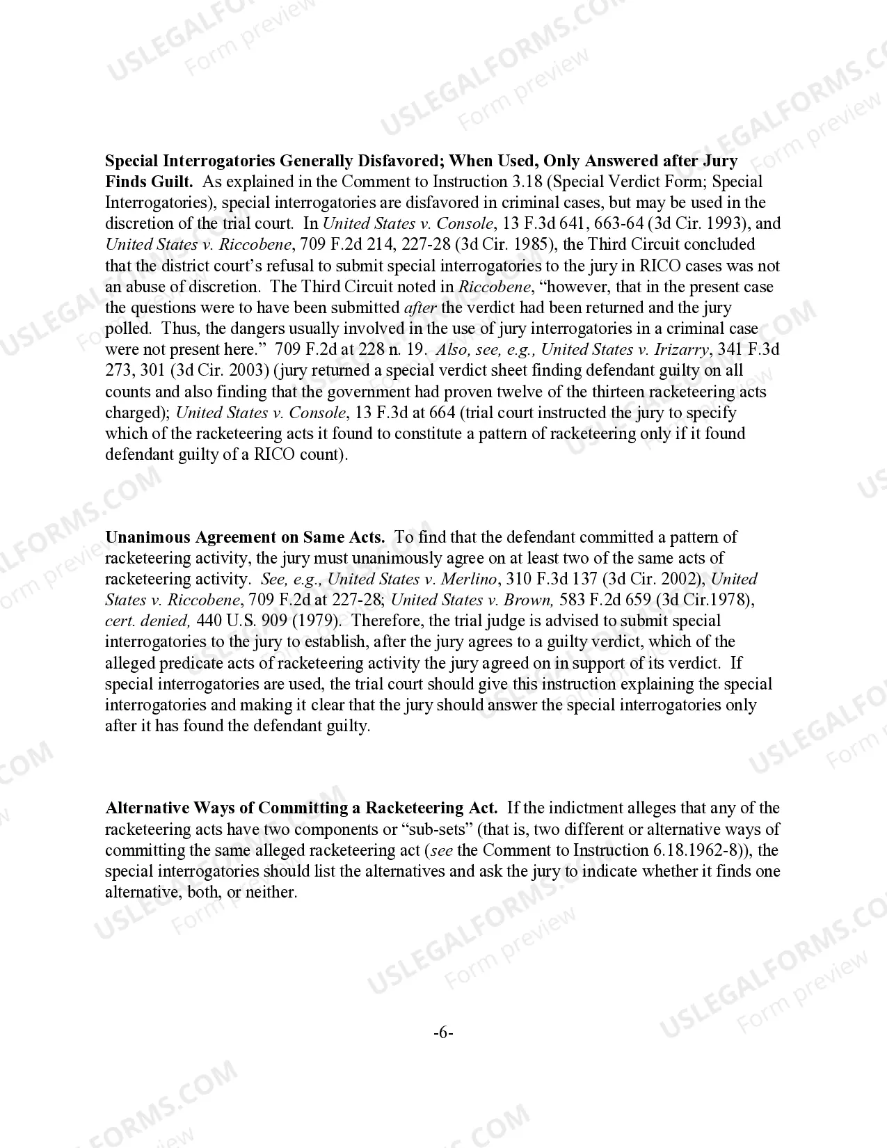 Preview RICO - Verdict Form and Special Interrogatories