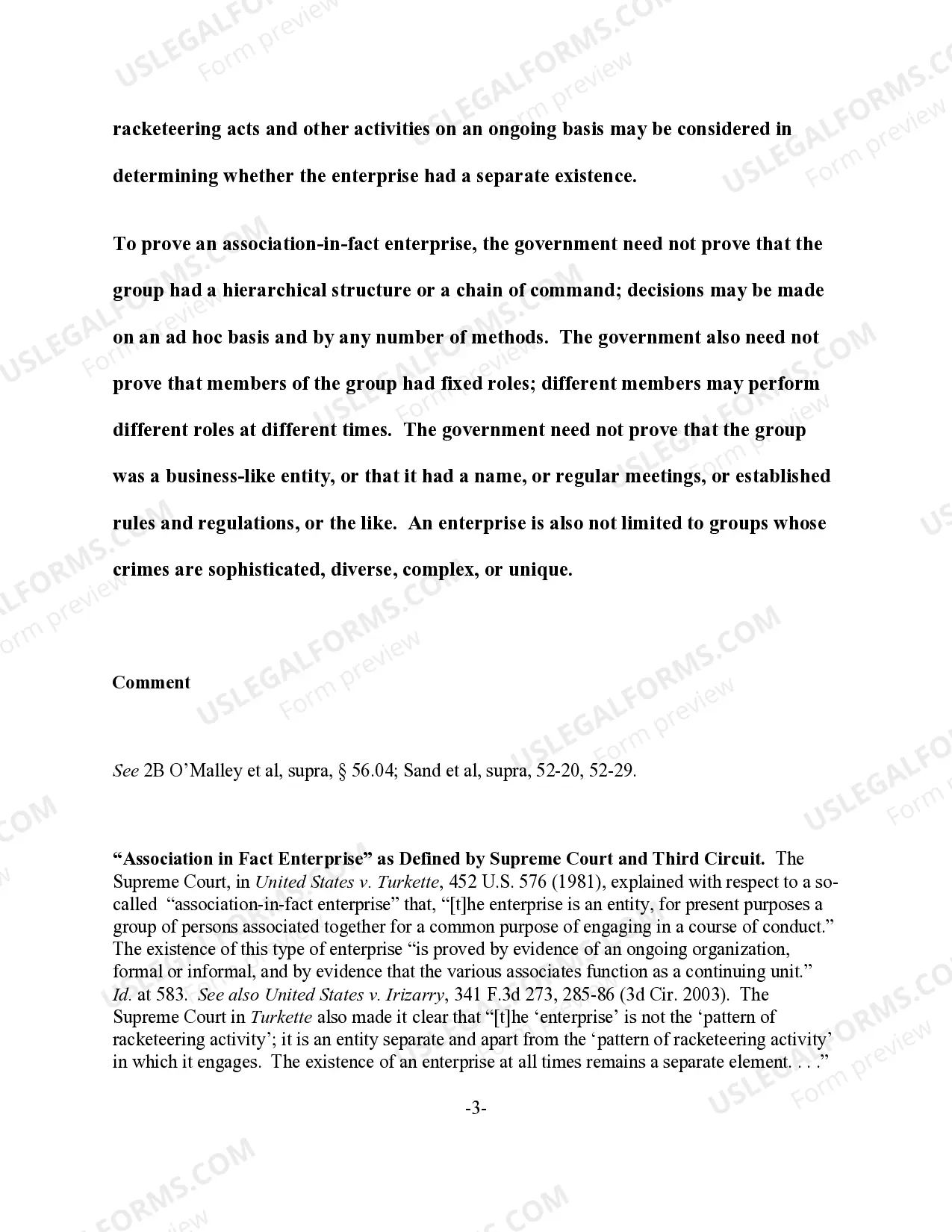 Preview RICO - "Enterprise;" Association in Fact Defined