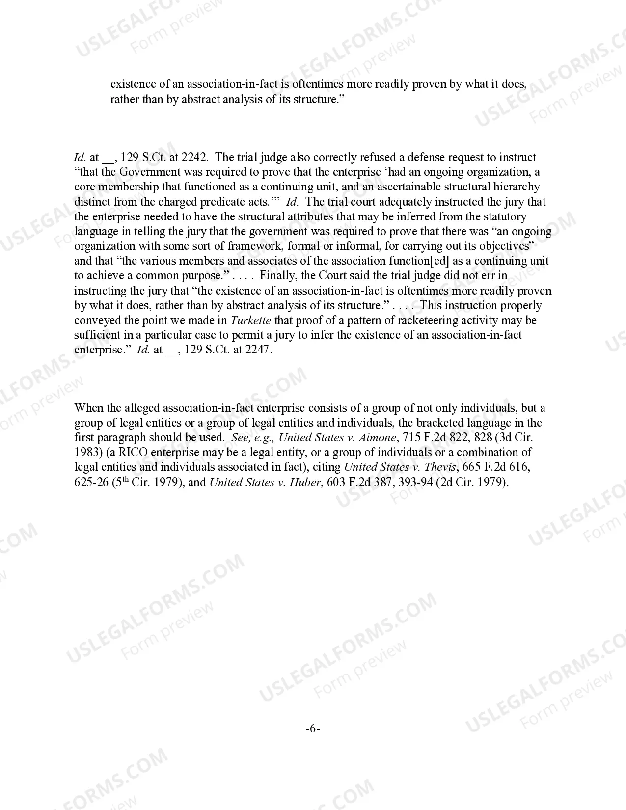 Preview RICO - "Enterprise;" Association in Fact Defined