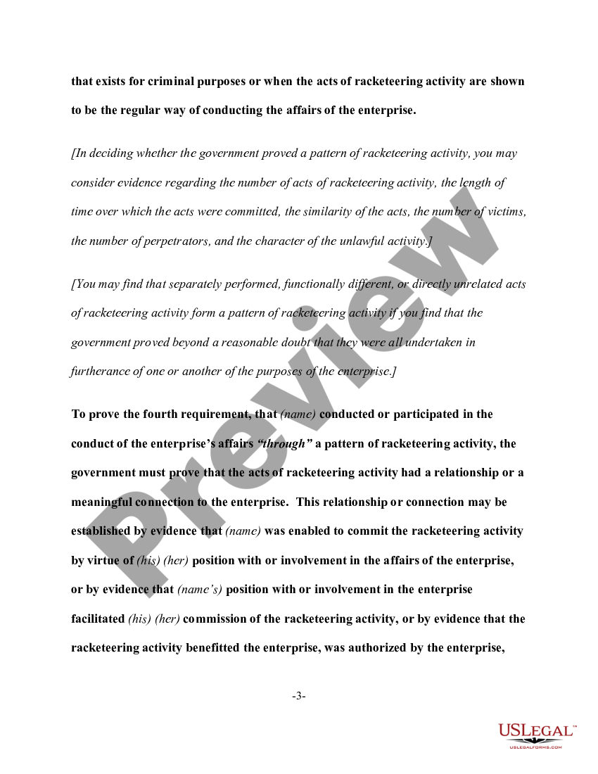 RICO "Pattern Of Racketeering Activity" Defined US Legal Forms