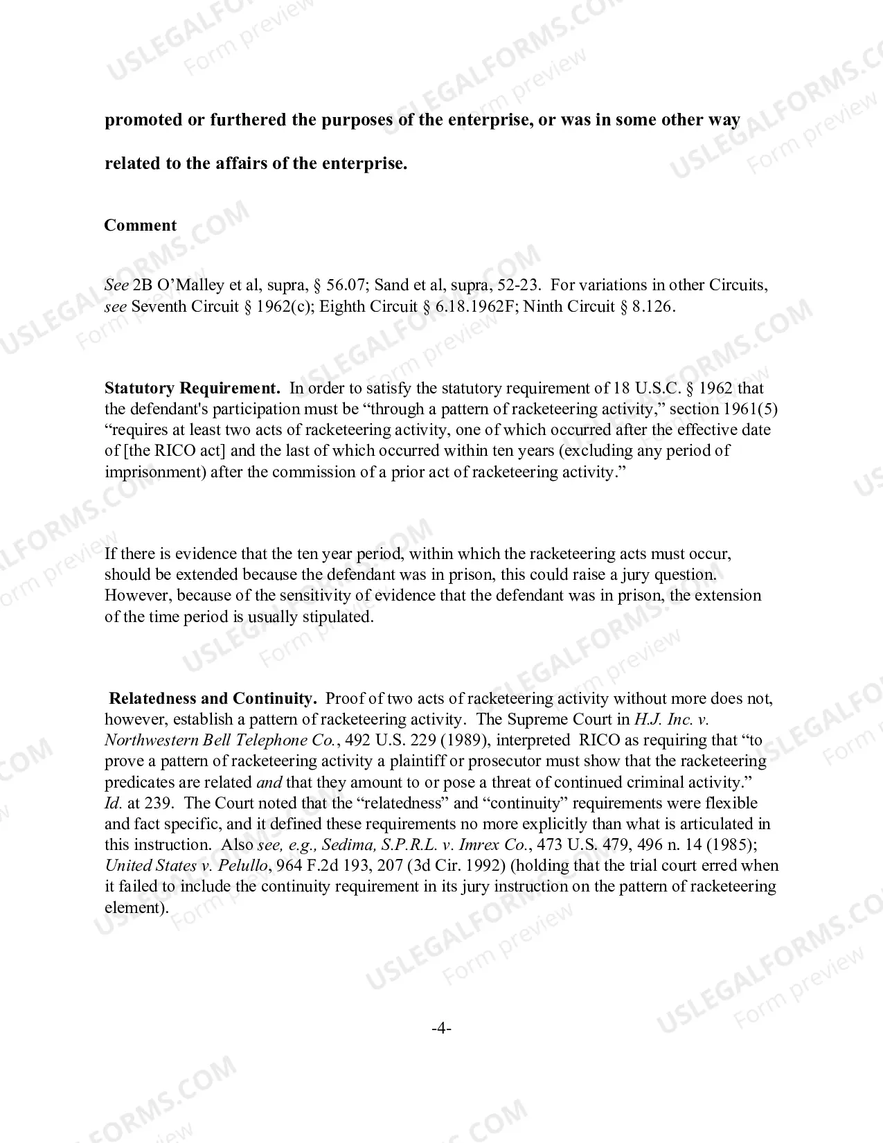 Preview RICO - "Pattern Of Racketeering Activity" Defined