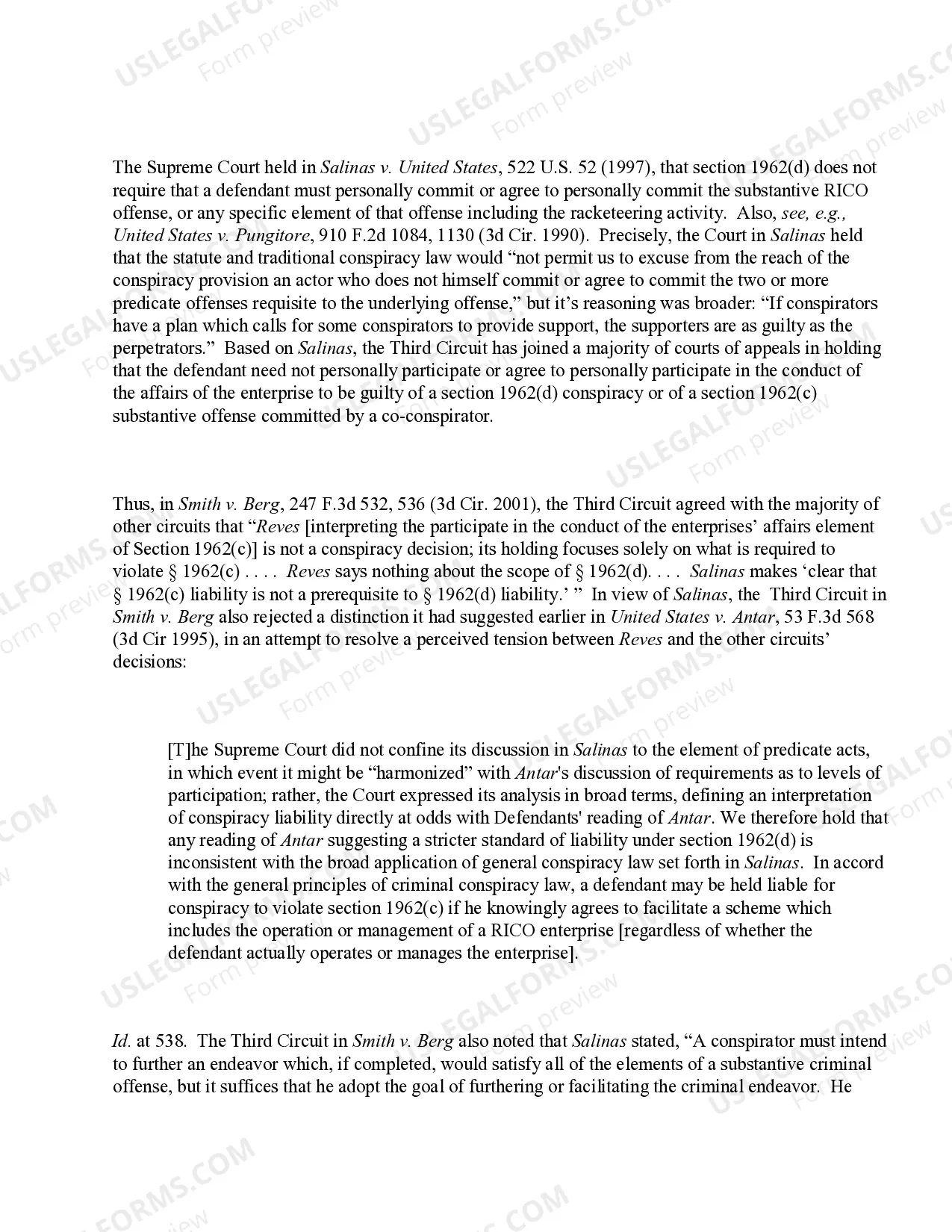 Preview RICO - Conspiracy; Elements of the Offense (18 U.S.C. Sec.1962(d))