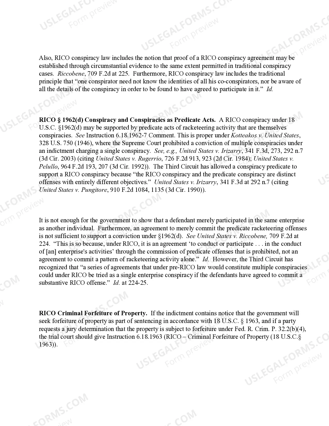 Preview RICO - Conspiracy; Elements of the Offense (18 U.S.C. Sec.1962(d))