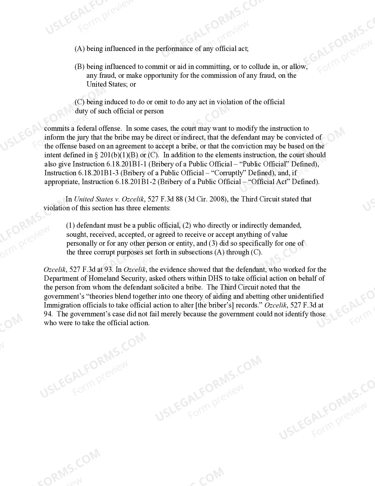 Preview Receiving Bribe by Public Official (18 U.S.C. Sec.201(b)(2))