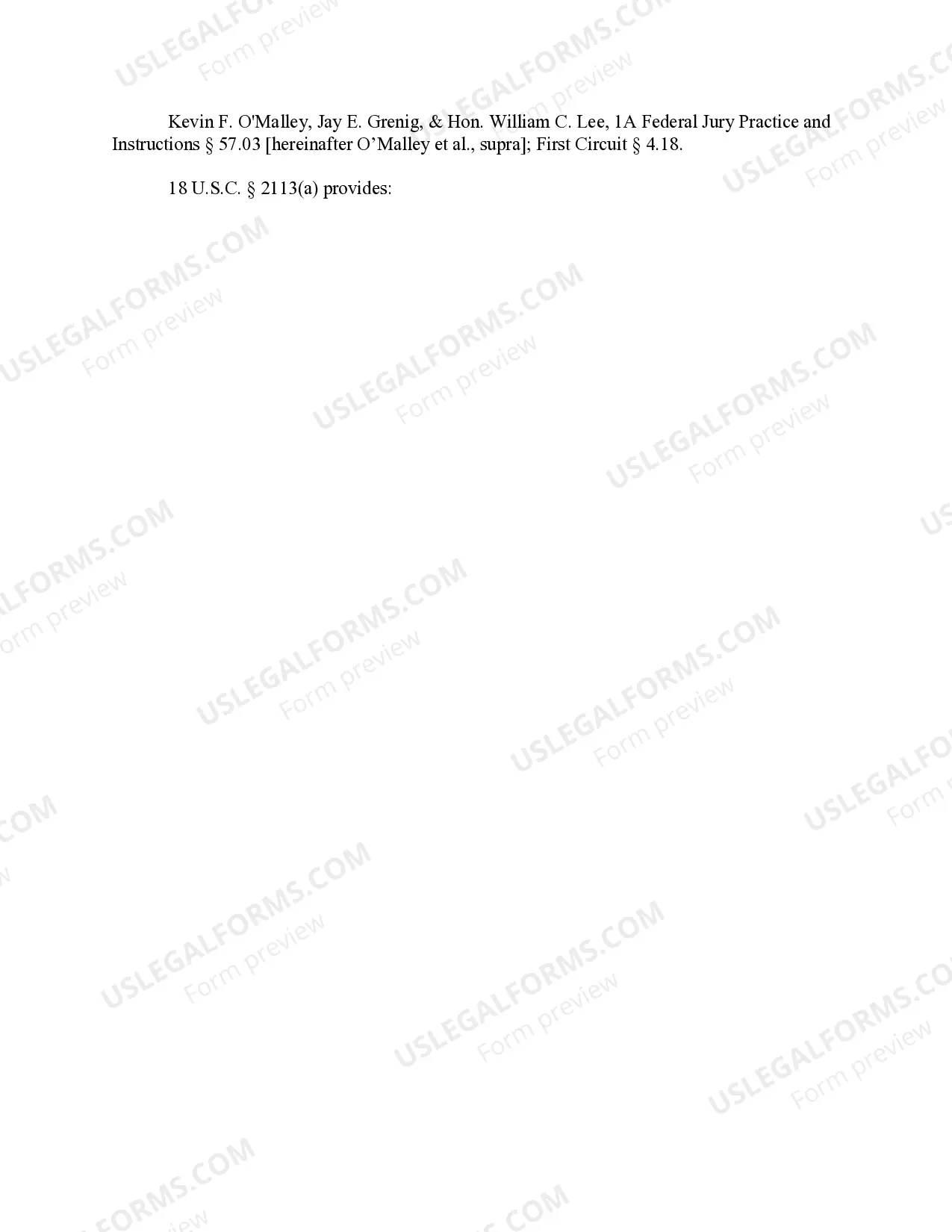 Preview Bank Robbery - Unarmed - Elements of the Offense (18 U.S.C. Sec. 2113(a))