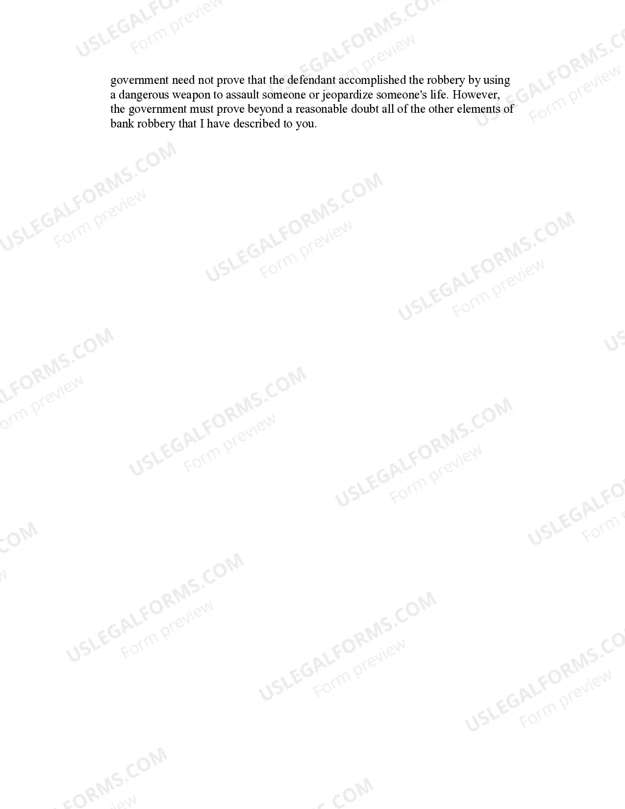 Preview Bank Robbery - Armed - Elements of the Offense (18 U.S.C. Sec. 2113(d))