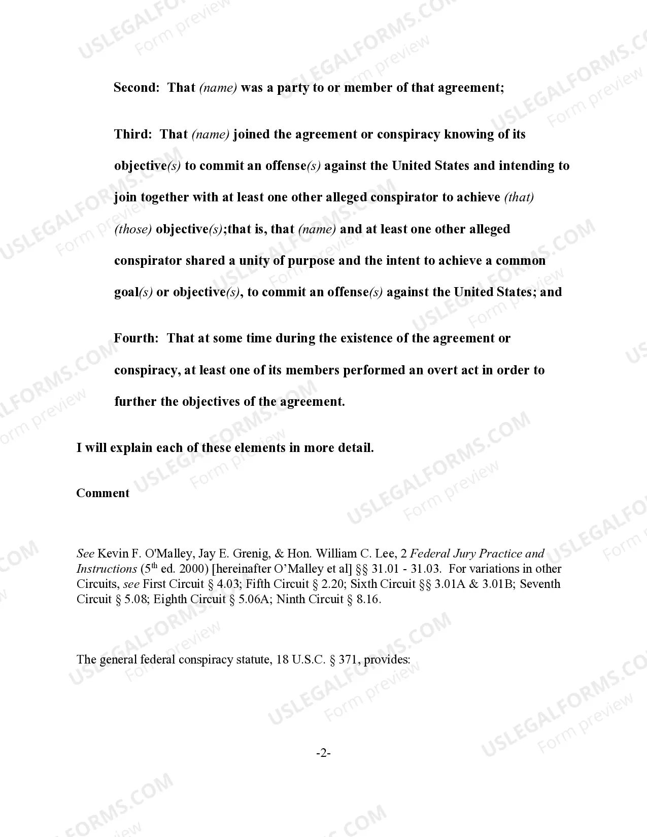 Preview Conspiracy to Commit an Offense Against the United States - Basic Elements