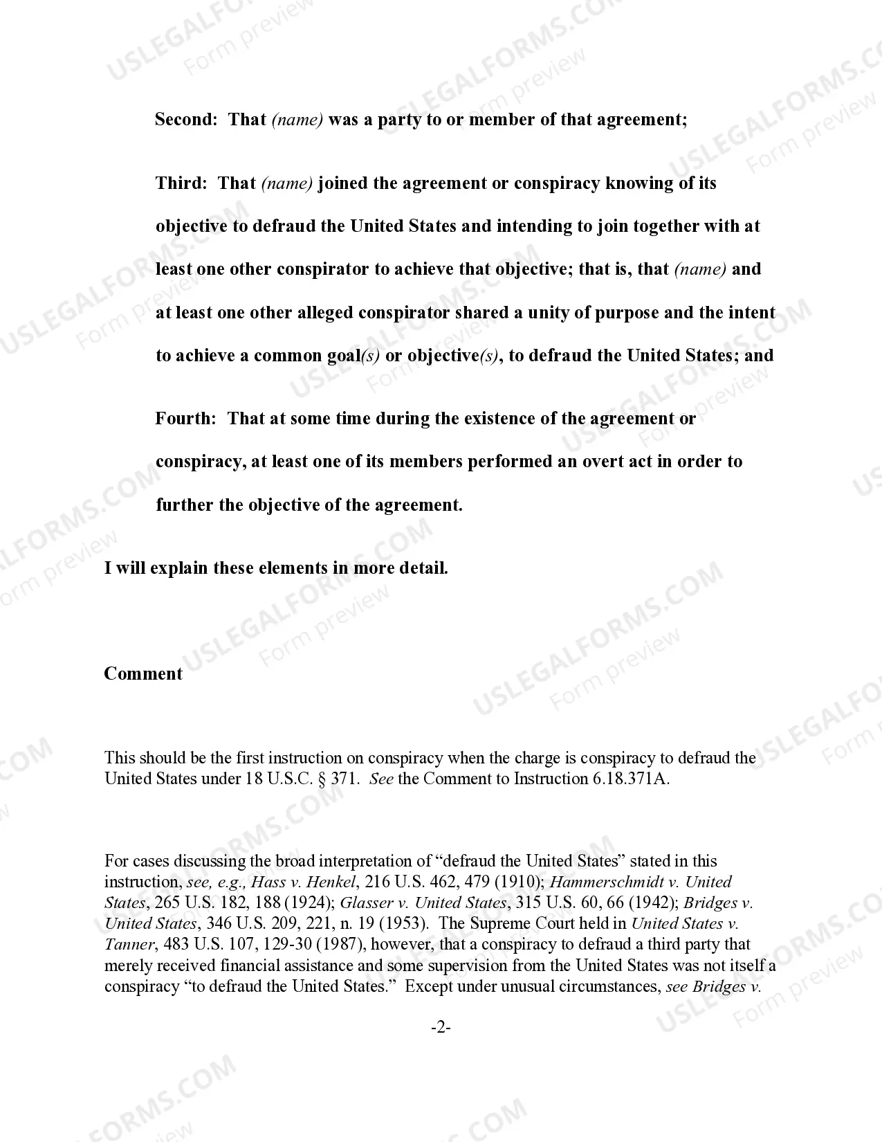 Preview Conspiracy to Defraud the United States - Basic Elements