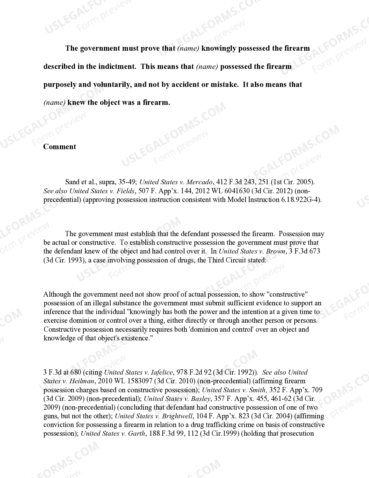 Preview Firearm Offenses - Knowing Possession Defined (revised 2014)