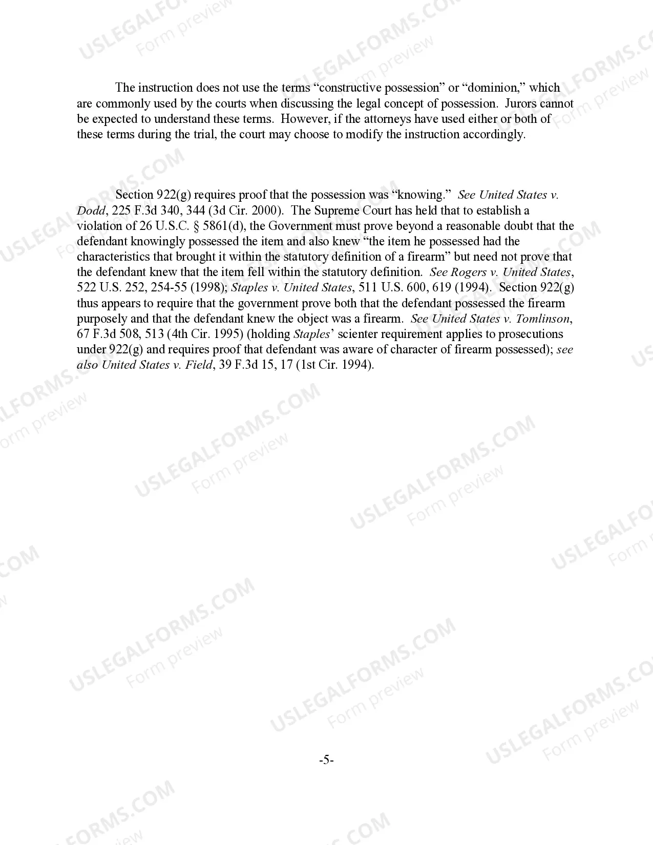Preview Firearm Offenses - Knowing Possession Defined (revised 2014)