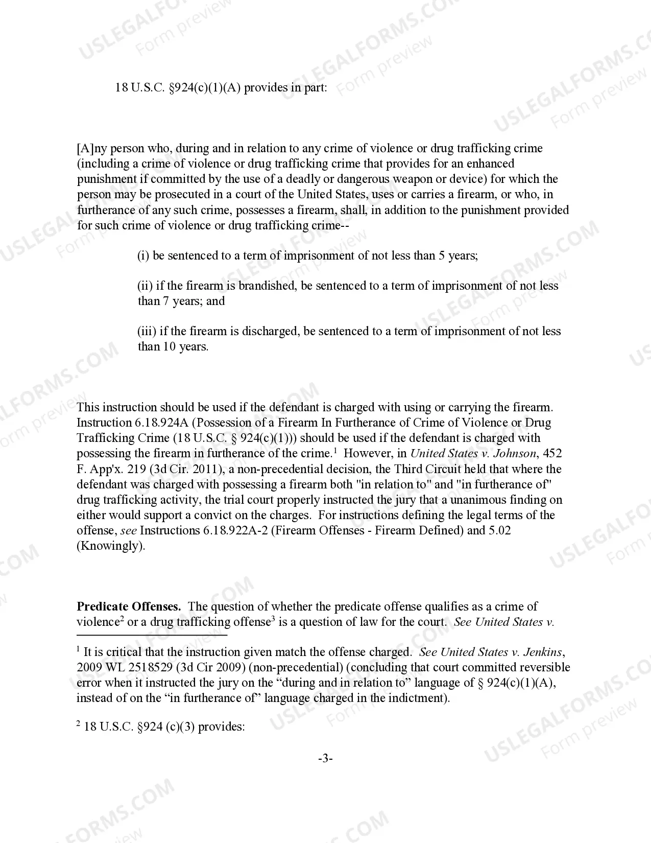 Preview Using or Carrying a Firearm During Any Crime of Violence or Drug Trafficking Crime (18 U.S.C. Sec. 924(c)(1)) (revised 2017)