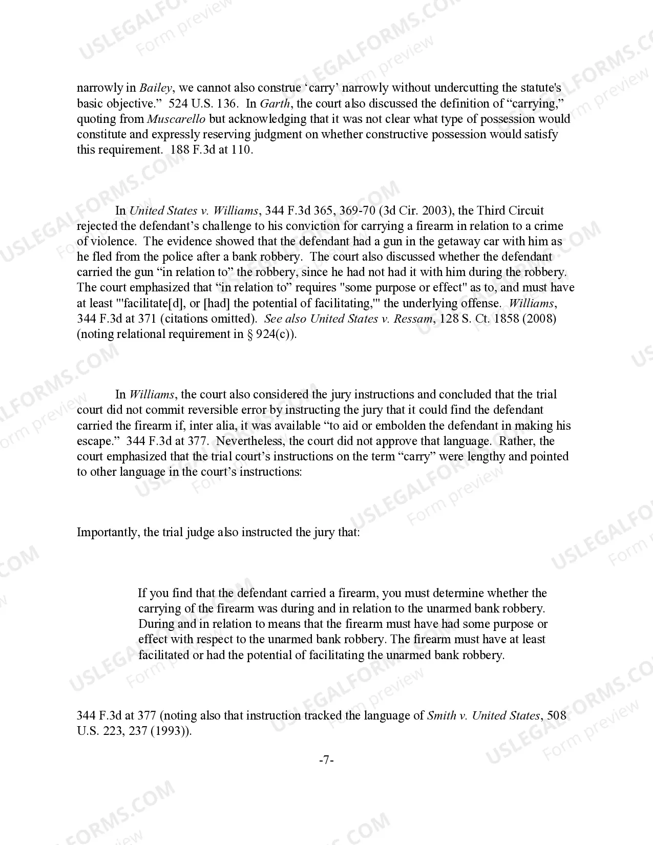 Preview Using or Carrying a Firearm During Any Crime of Violence or Drug Trafficking Crime (18 U.S.C. Sec. 924(c)(1)) (revised 2017)