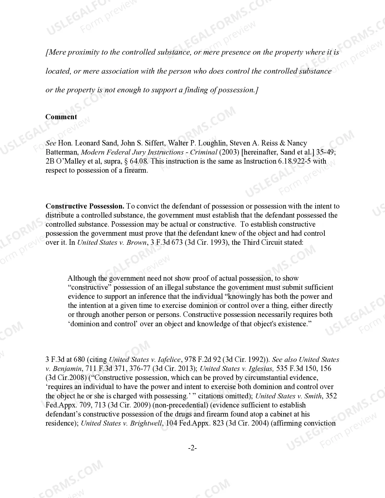 Preview Controlled Substances Offenses - Possession Defined