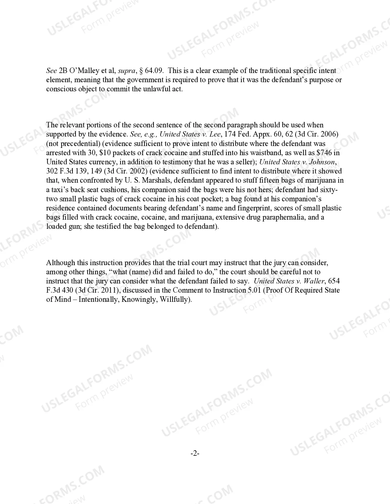 Preview Controlled Substances Offenses - Intent to (Manufacture) (Distribute) Defined