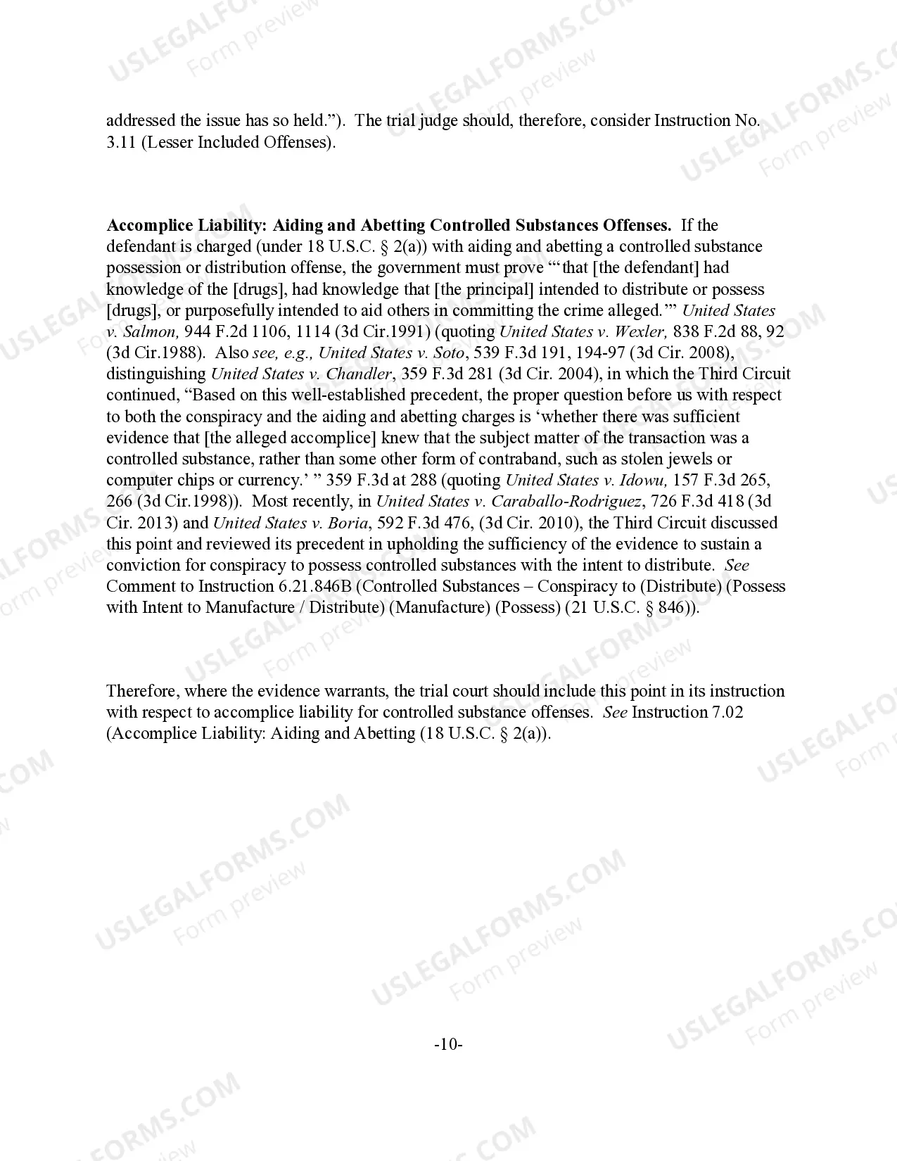 Preview Possession with Intent to (Manufacture) (Distribute) a Controlled Substance (21 U.S.C. Sec. 841(a) & (b))