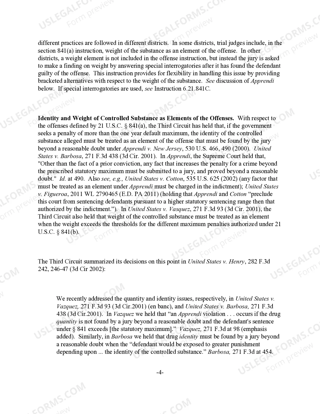 Preview Possession with Intent to (Manufacture) (Distribute) a Controlled Substance (21 U.S.C. Sec. 841(a) & (b))