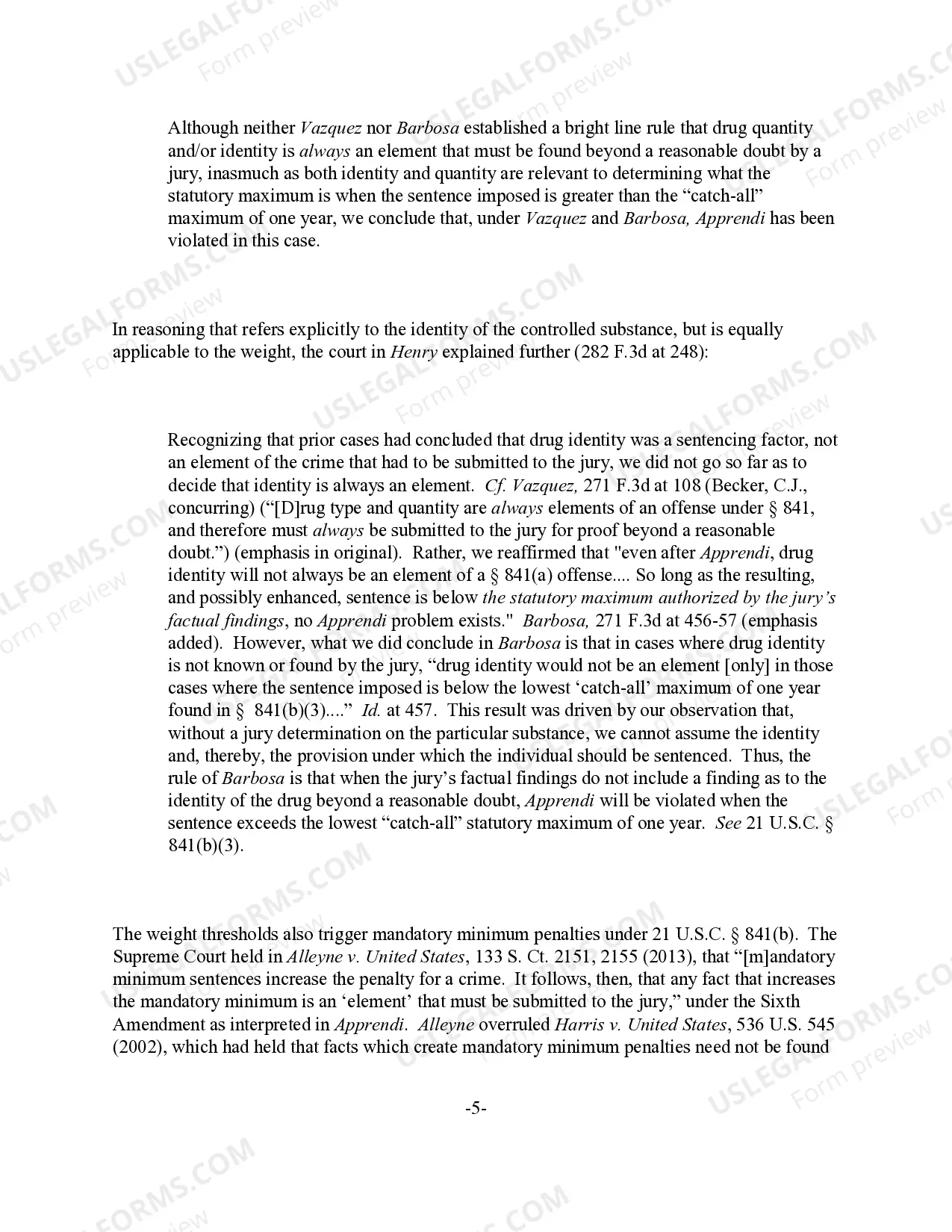 Preview Possession with Intent to (Manufacture) (Distribute) a Controlled Substance (21 U.S.C. Sec. 841(a) & (b))