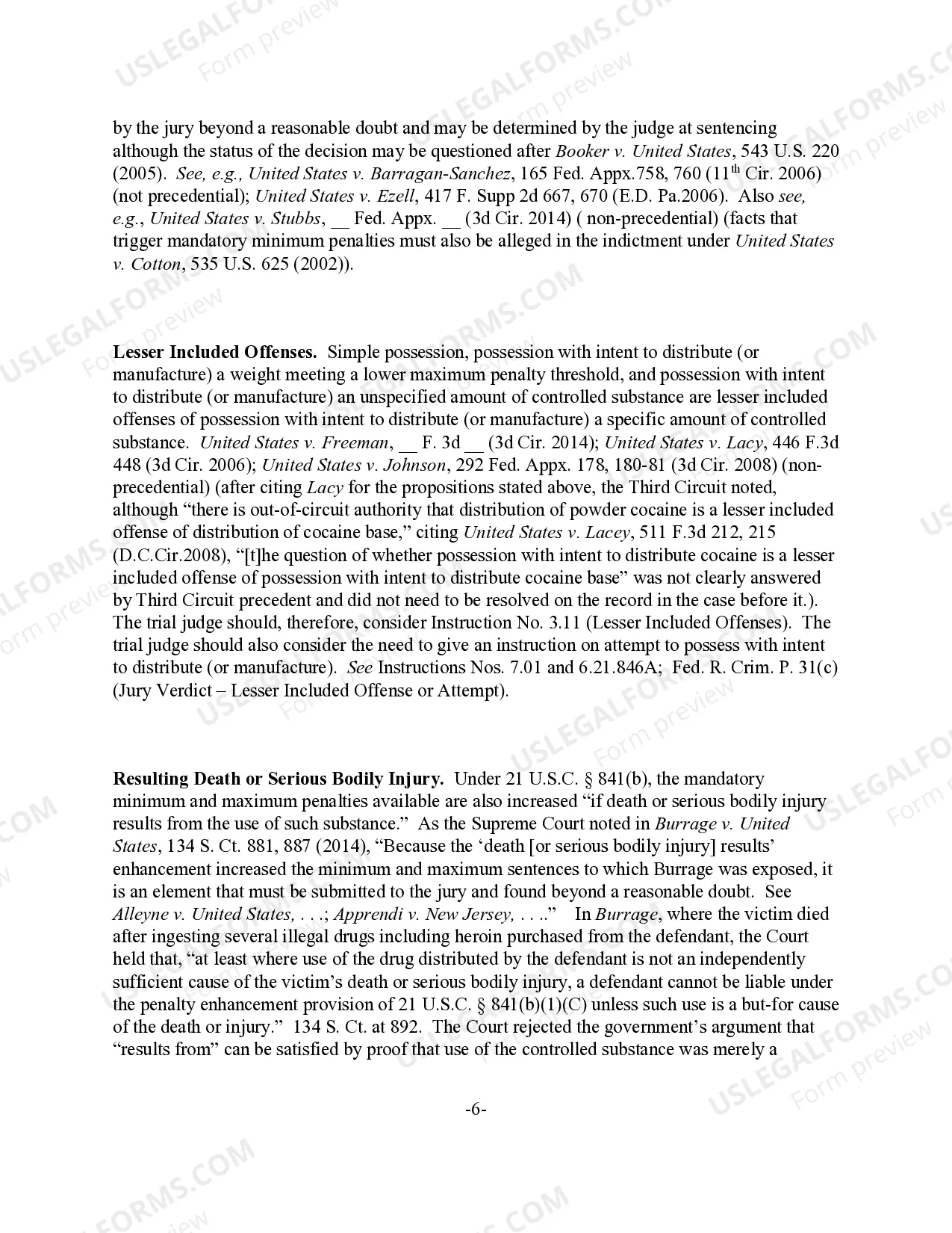 Preview Possession with Intent to (Manufacture) (Distribute) a Controlled Substance (21 U.S.C. Sec. 841(a) & (b))