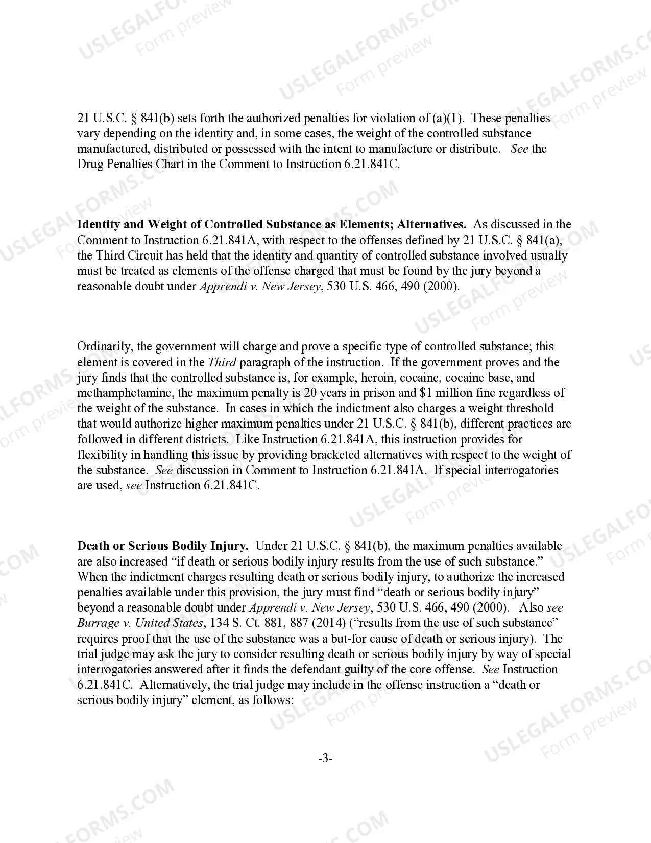 Preview (Manufacture) (Distribute) a Controlled Substance (21 U.S.C. Sec. 841(a) & (b))