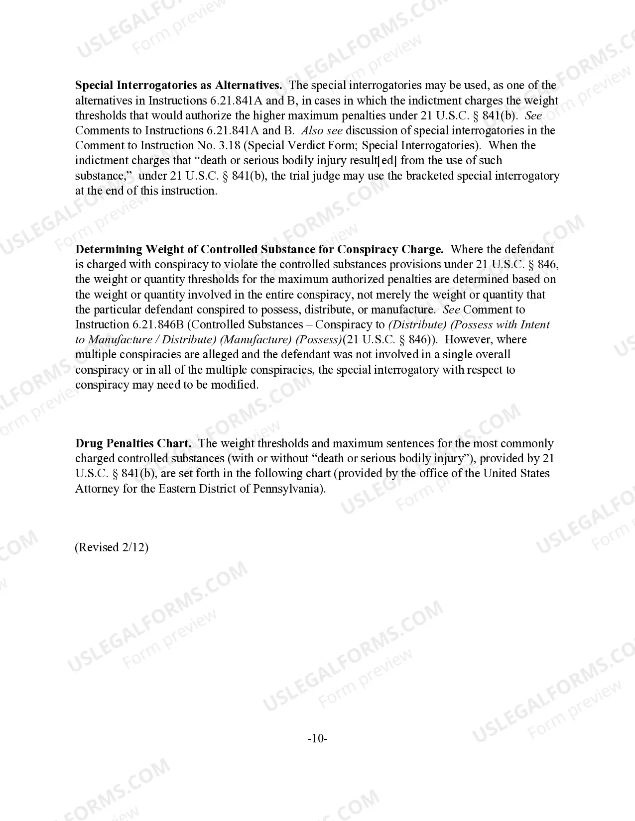 Preview Controlled Substances Offenses - Verdict Forms and Special Interrogatories With Respect to Substance Identity and Weight