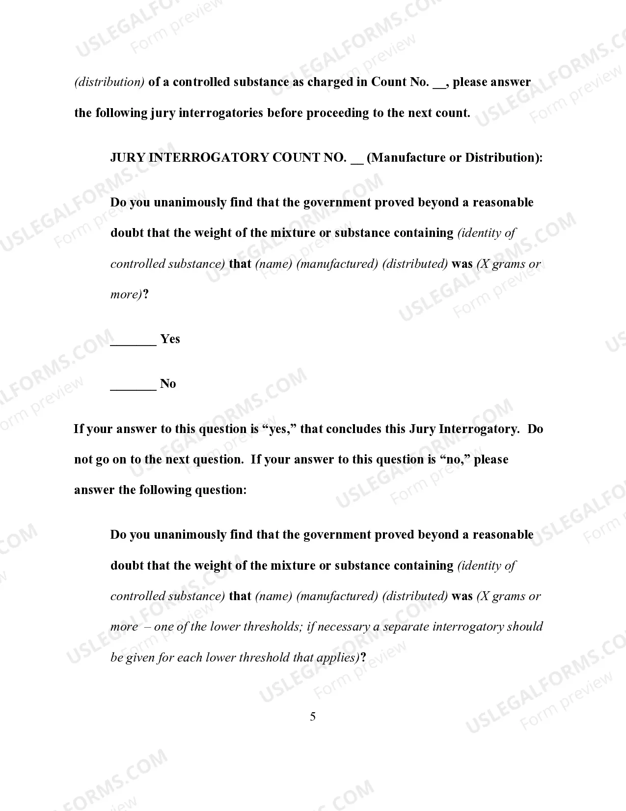 Preview Controlled Substances Offenses - Verdict Forms and Special Interrogatories With Respect to Substance Identity and Weight