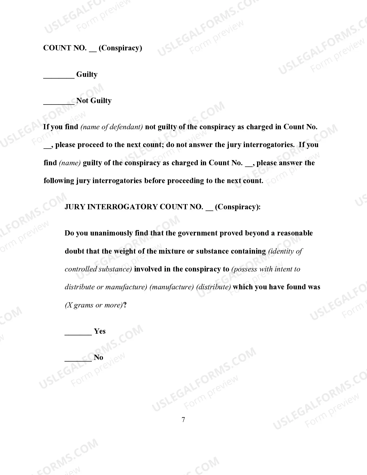 Preview Controlled Substances Offenses - Verdict Forms and Special Interrogatories With Respect to Substance Identity and Weight
