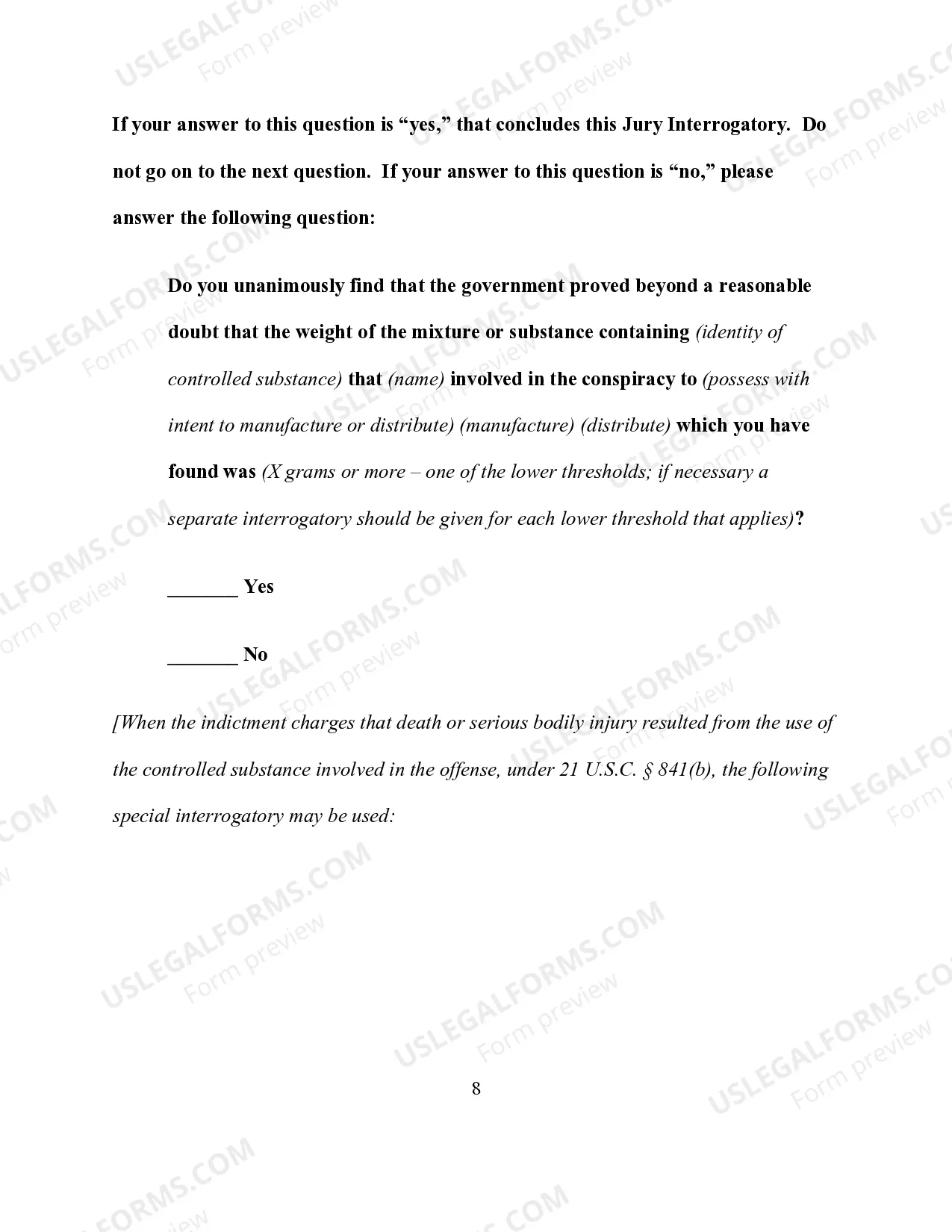 Preview Controlled Substances Offenses - Verdict Forms and Special Interrogatories With Respect to Substance Identity and Weight