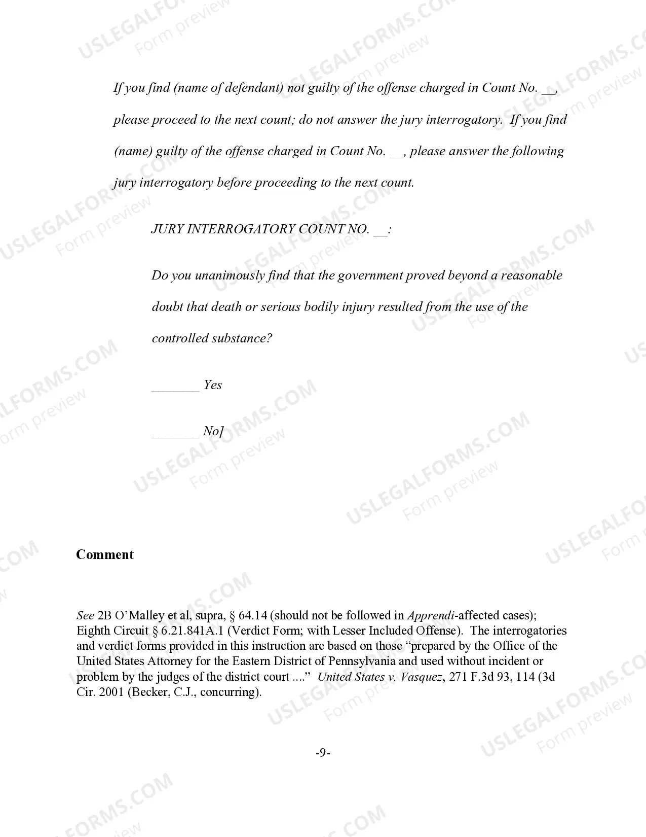 Preview Controlled Substances Offenses - Verdict Forms and Special Interrogatories With Respect to Substance Identity and Weight