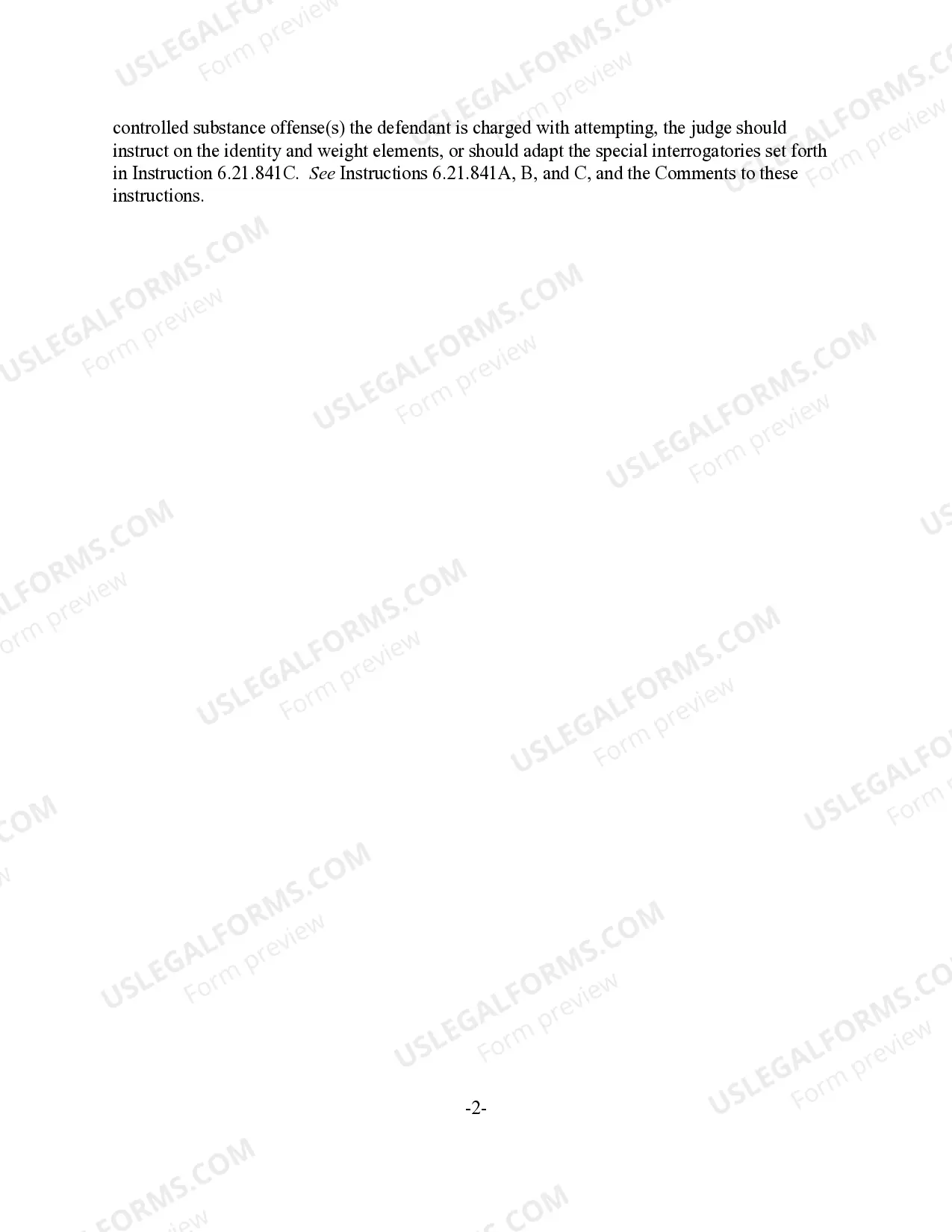 Preview Attempt to (Distribute) (Possess with Intent to Manufacture / Distribute) (Manufacture) (Possess) a Controlled Substance (21 U.S.C. Sec. 846)