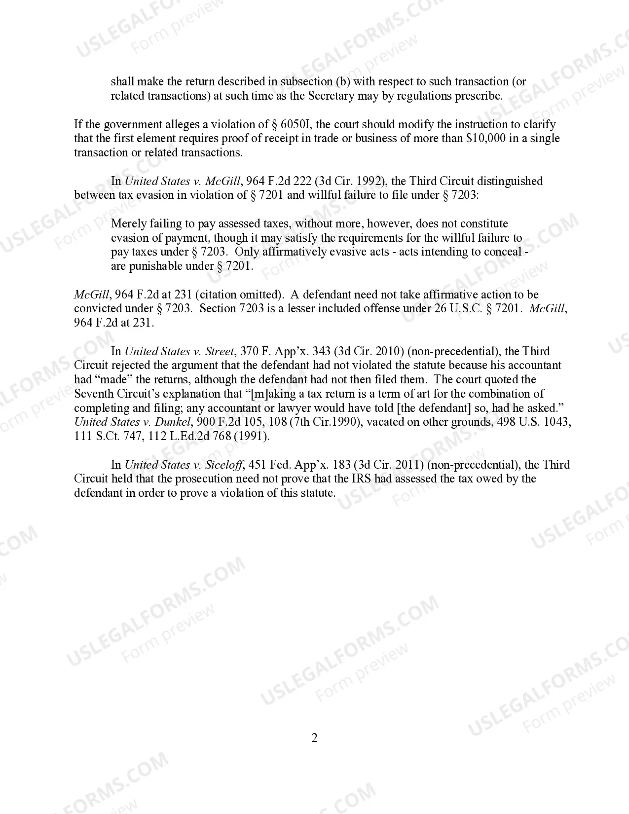 Preview Failure to File a Tax Return - Elements of the Offense (26 U.S.C. Sec. 7203)