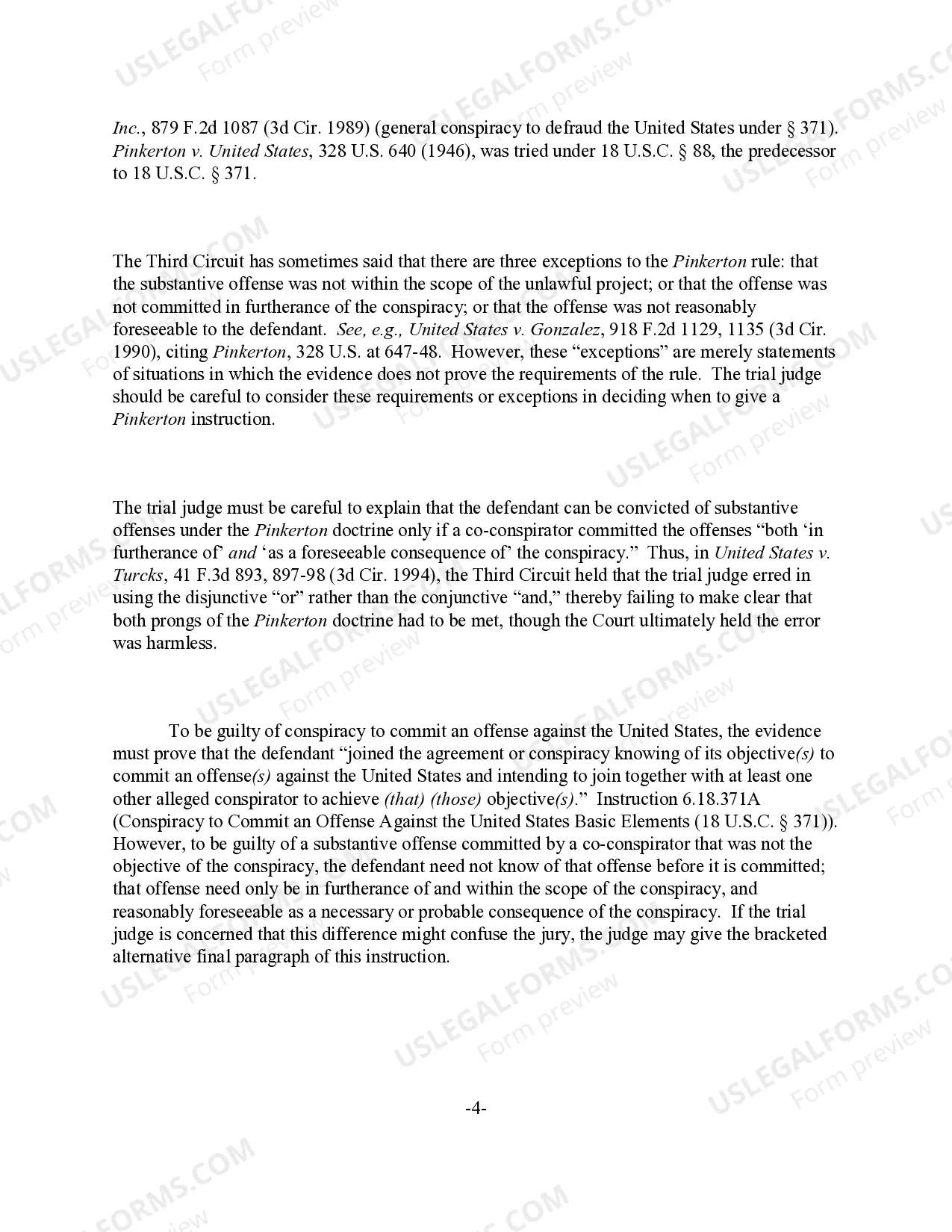 Preview Responsibility for Substantive Offenses Committed by Co-Conspirators (Pinkerton Liability)