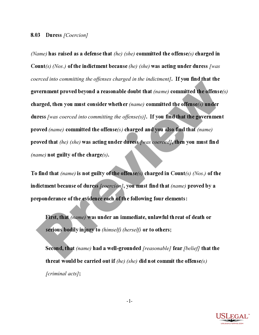 Duress (Coercion) US Legal Forms