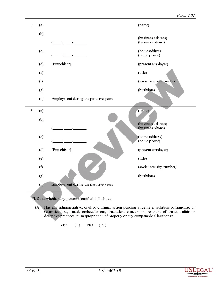 Preview Hawaii Registration for Offer Sale of Franchise or Supplemental Report to Registration Statement
