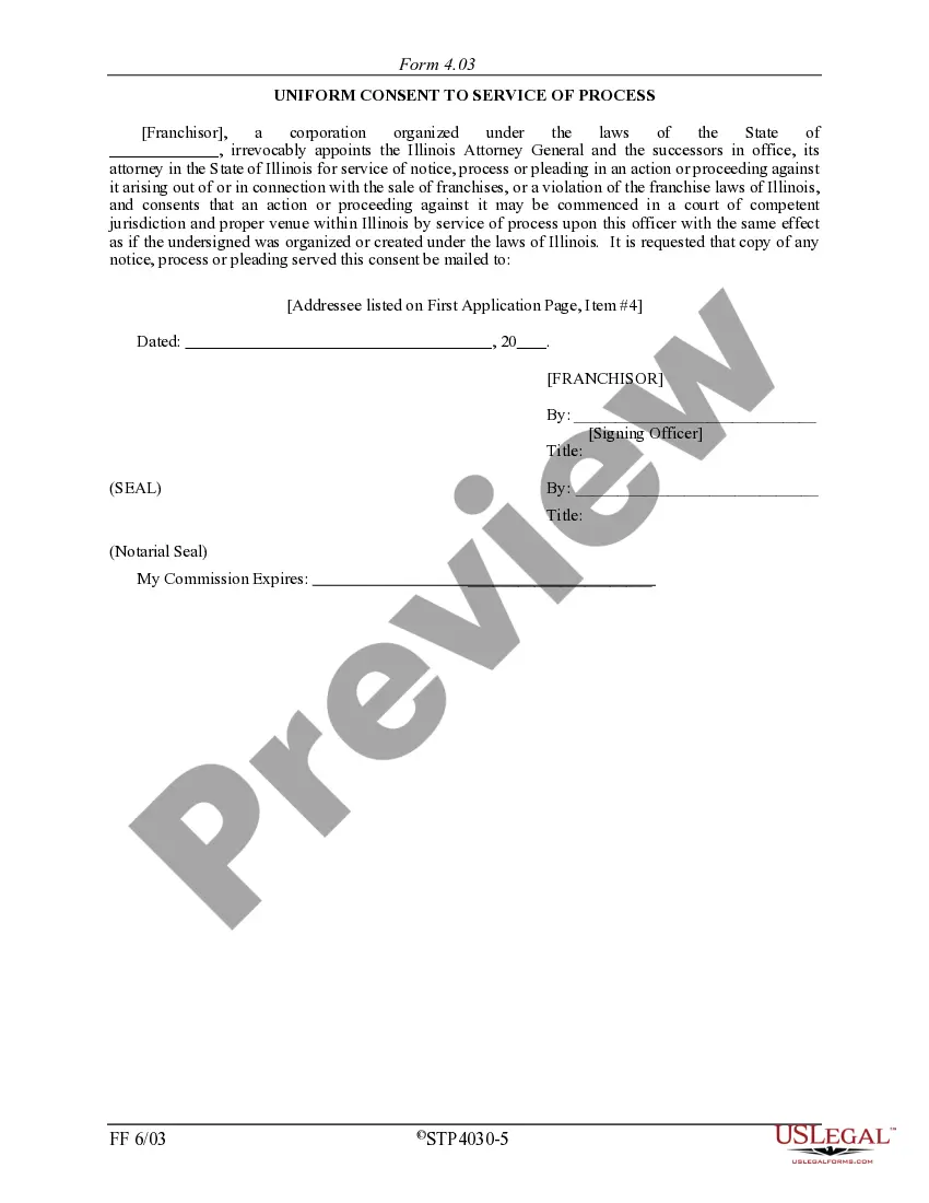 Get Illinois Franchise Registration Application Preview Illinois Franchise Registration Application