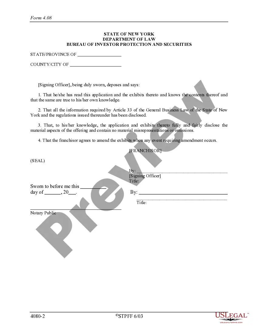 Get New York Franchise Registration Application Preview New York Franchise Registration Application