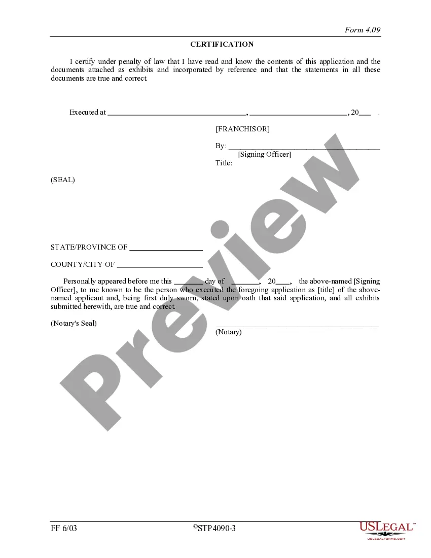 Preview North Dakota Franchise Registration Application