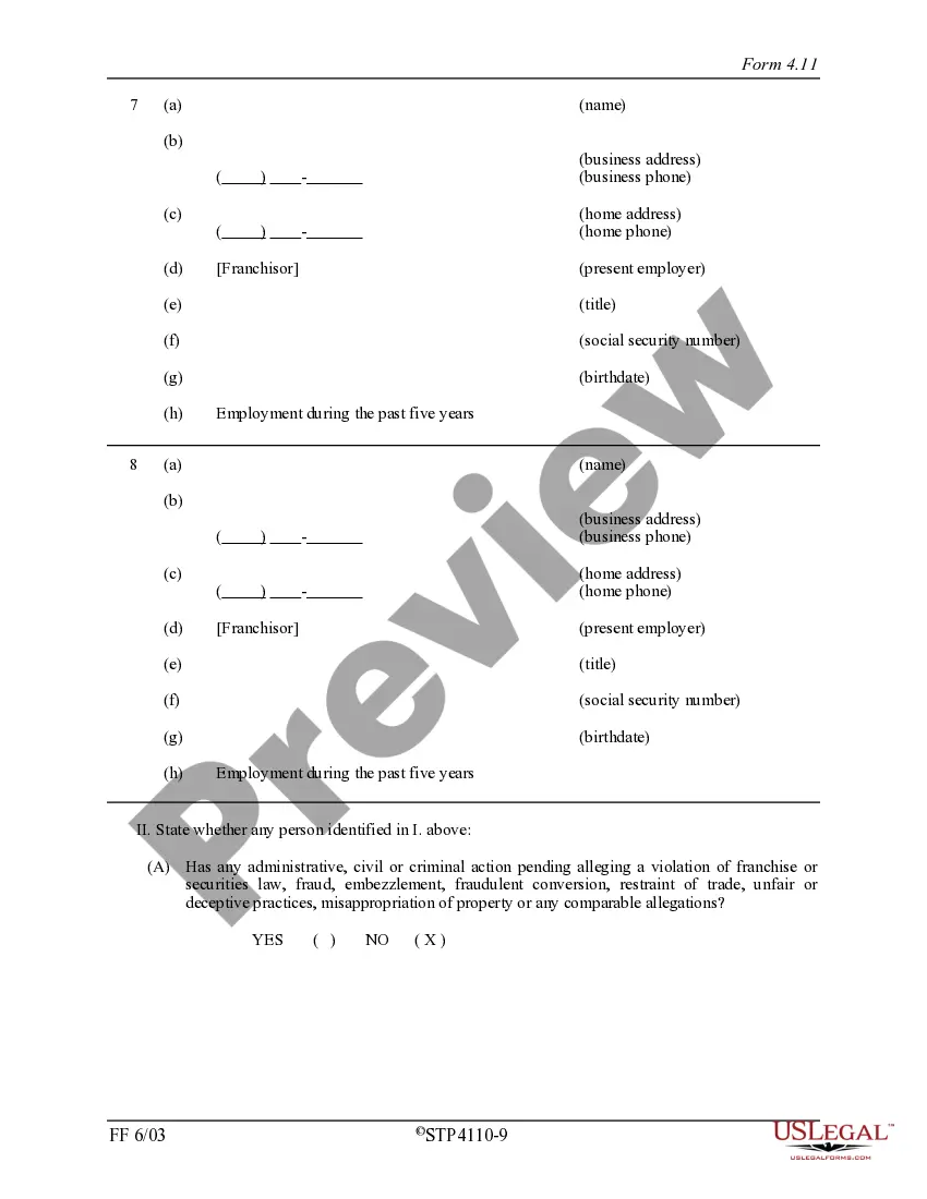 Preview South Dakota Franchise Registration Application