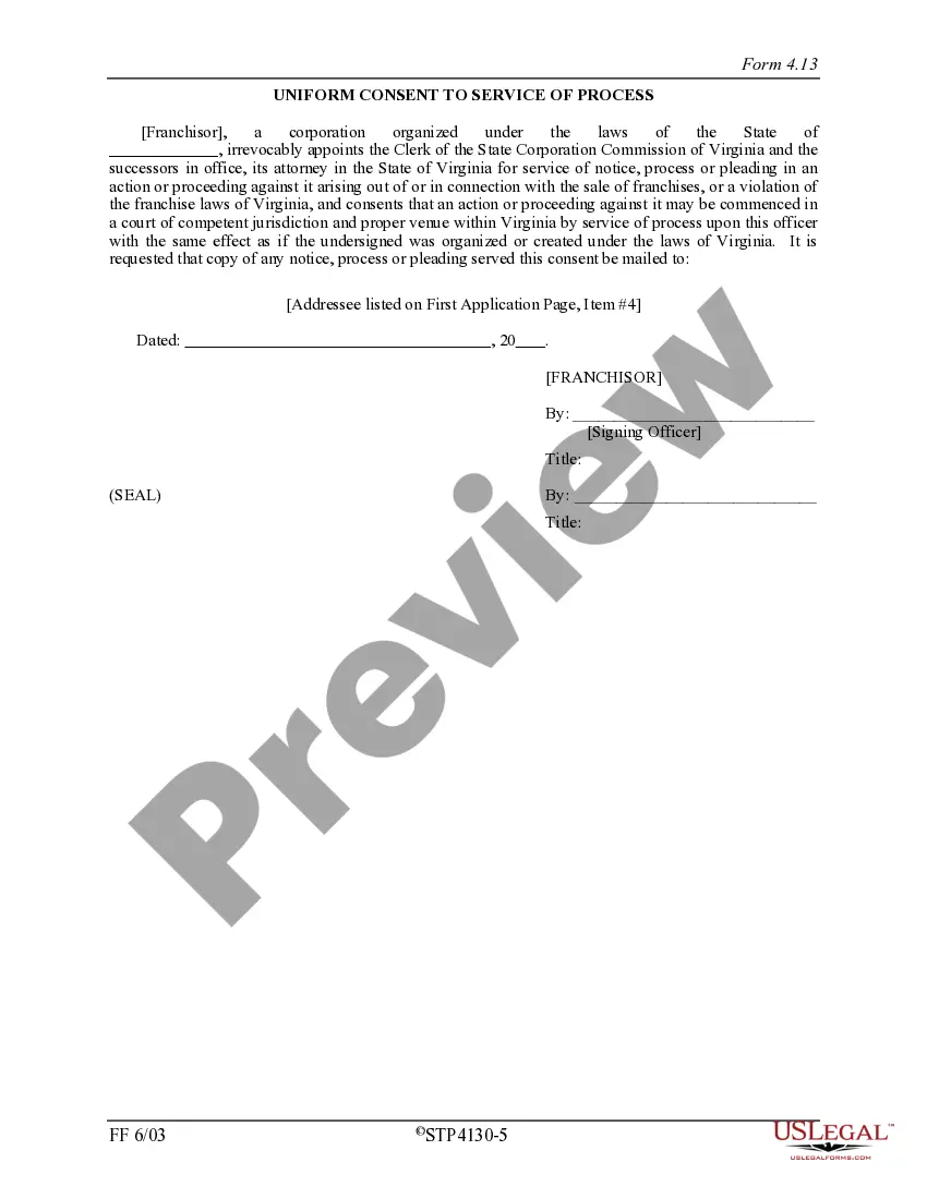 Get Virginia Franchise Registration Application Preview Virginia Franchise Registration Application