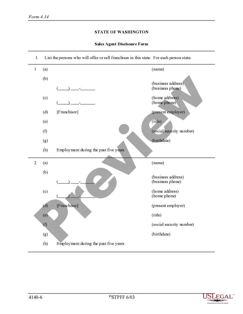 Get Washington Franchise Registration Application Preview Washington Franchise Registration Application